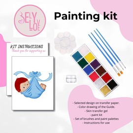 PREGNANCY BELLY PAINTING KIT BOY Makeup Color - Style: BOY EARBUDS