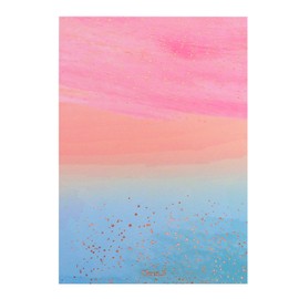 CHRIZ.Z Birthday Card - Single Happy Birthday Greeting Card with Rose Gold Foil Sprinkles and Lettering on Ombre Blue Yellow Pink Textured Paper with Kraft Envelope - 5" x 7" - Blank Inside