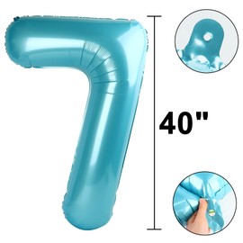 40 Inch Number Blue 7 Balloon,Large Dark Blue Foil Number Balloons 7 17 27 70 for Boys Girls Men Women Digit 7 Balloons Birthday Anniversary Events Party Decorations Supplies