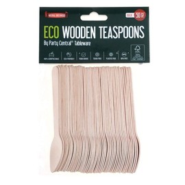Party Central Eco-Friendly Wooden Teaspoon 50-Piece Set, 11 cm Size