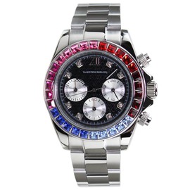 VALENTINO DOMANI VD006MSB Men's Watch Zirconia Silver Silver Black Face Bezel Zirconia