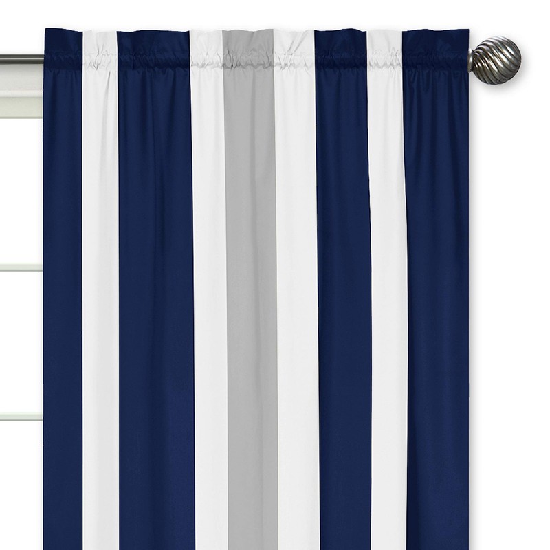Sweet Jojo Designs Navy Blue, Gray and White Window Treatment