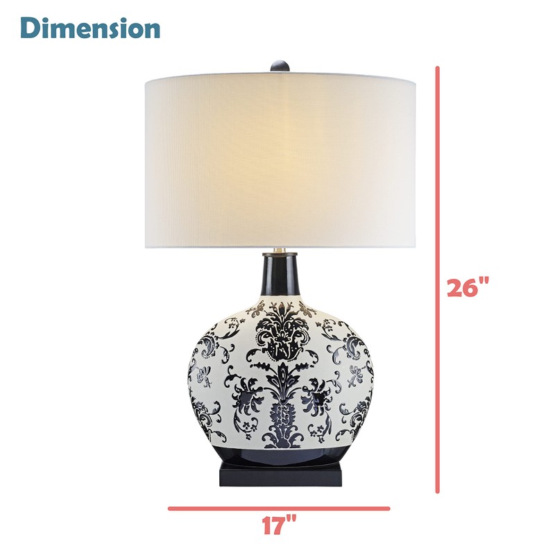 Aspen Creative 40255-09-1, 26" H Table Lamp Off White w/Flower