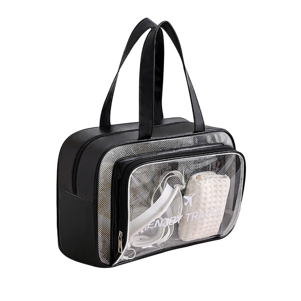 TALOMON Transparent PVC & PU Clear Travel Toiletry Bag -