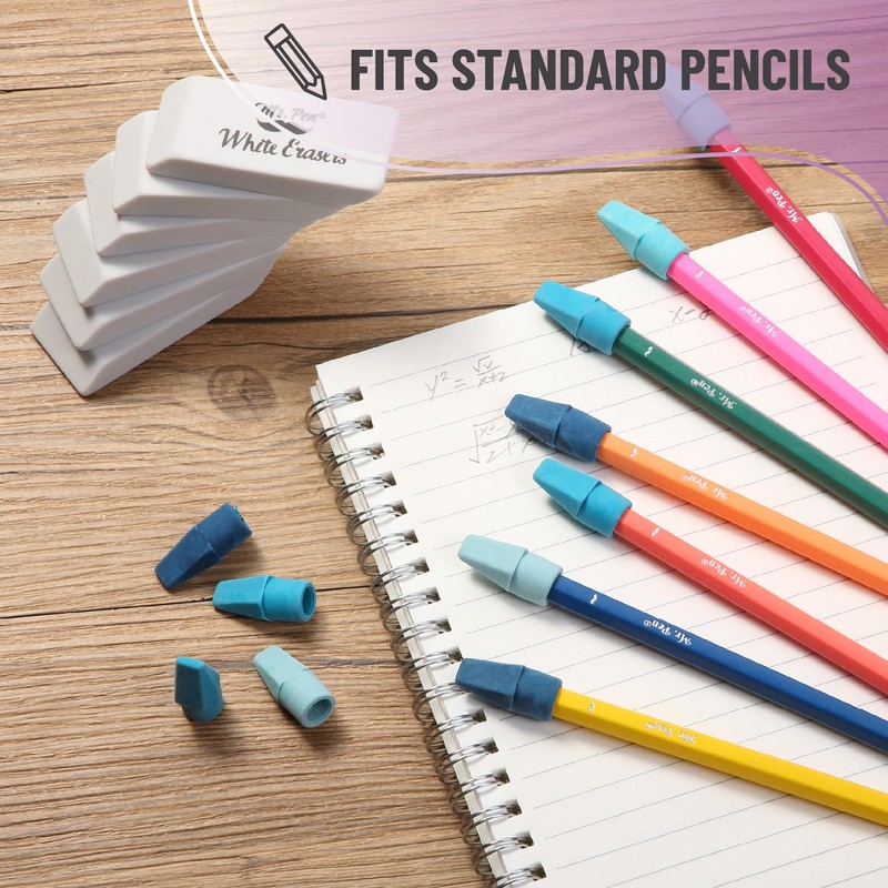 Mr. Pen- Pencil Erasers Set, 66 Pack, Colorful, Latex-Free, No