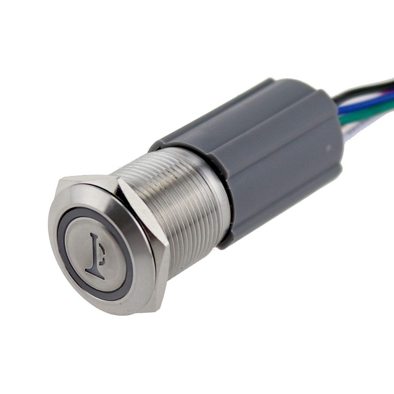 ZOYSEAY Horn Push Button Switch with Blue LED Backlit Symbol,