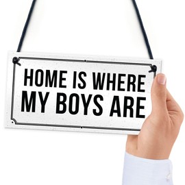 RED OCEAN HOME IS WHERE MY BOYS ARE Plaque Shabby Chic Home Decor Keepsake