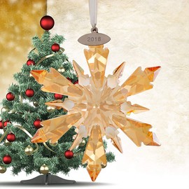 XIANGBAN Crystal Snowflake Pendant Home Clear Star Decoration Hanging Christmas Prism Jewelry (Champagne)