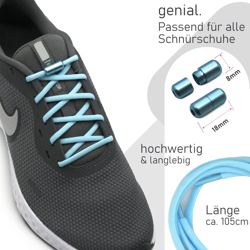 Run out sports Elastic Laces With Metal Fastener, No Bow,