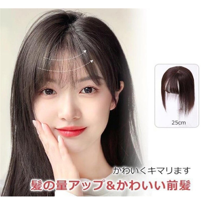 トップ専用ウィッグ レディース 前髪 薄型 部分ウィッグ 女性用 人毛 部分 カツラ ヘアピース
