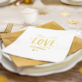 partydeco.pl Napkins with Golden Lettering All You Need is Love
