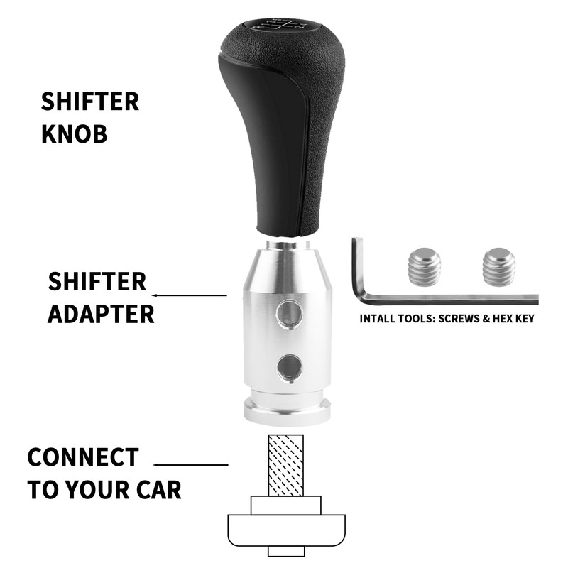 M12x1.25 Universal Gear Shift Knob Adapter With 4-Sizes Plastic Hose
