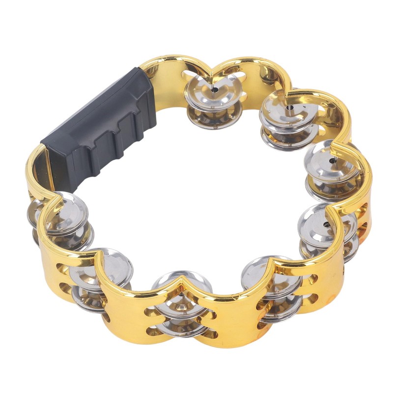 Tambourine Double Row Floral Design Percussion Jingles Hand Instrument Party