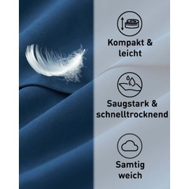 Fit-Flip Microfibre Towel in All Colours and Sizes, Lightweight Sports and Travel Towel, Quick-Drying, Large Bath Towel, Pack of 1, 120 x 60 cm, Navy