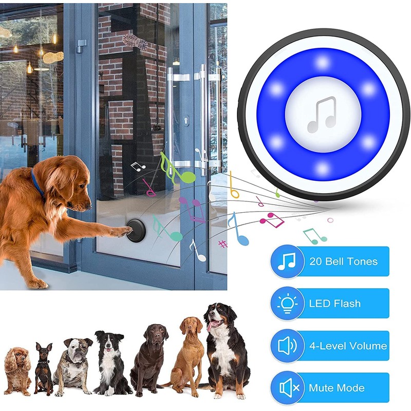 MYPIN Wireless Dog Doorbell, IP65 Waterproof Door Bell, Pet Door