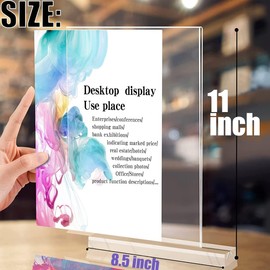 JIMITOP Acrylic Sign Holder 8.5 x 11 Clear Display Stand,Menu ad Frame Letter Size for Restaurants Table, Promotions, Photo Frames,Meetings (3 pack)