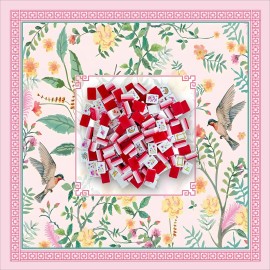 American Mahjong Set 160PCS 32mm 4-Layer Engraved Acrylic Red White Tiles with Racks Pushers Case Mat 10 Designs Winslow 1920Color: Gradient red tiles and mats7