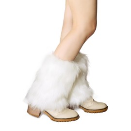 Panfurco Fluffy Leg Warmers for Women (White), White, One Size, White