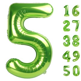 40 Inch Light Green Balloon Number 5 Balloon Jumbo Mylar Foil Helium Balloon for 15 25 35 50 Big Giant Jumbo Huge Foil Mylar Balloons 55th 65th Birthday Balloons Men Women Party Decorations