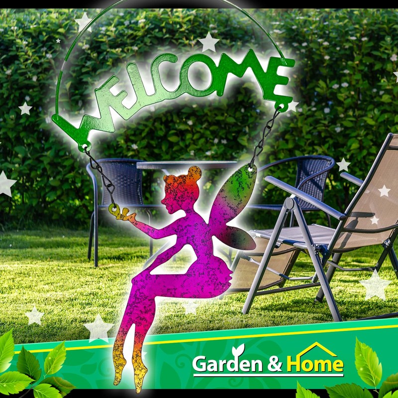 VFM - Garden Fairy Sign Metal Fairy Welcome Sign -