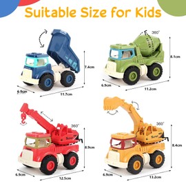 Construction Toys for 2 3 4 5 Years Old Boys Girls Kids Toddlers Construction Truck Sandbox Excavator Toys Vehicles Dump Crane Cement Mixer Truck Sand Box Outdoor Easter Birthday Gifts