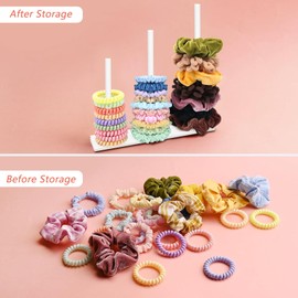 SMUK 3-Tiers Acrylic Scrunchie Holder Organizer, White Hair Tie Holder Stand for Women Teen Girls Scrunchie Storage Scrunchy Hair Accessories Organizer