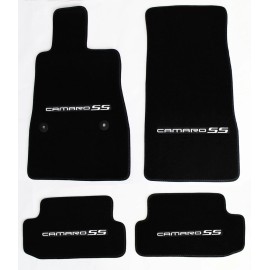 AFM NEW BLACK Floor Mats 2016-2024 Camaro Embroidered Logo and SS in Silver on All 4