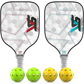Vivid Sports Graphite Pickleball Paddle Polymer Honeycomb Core | Duffle Bag | Indoor | WHITE