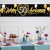 Happy 50th Wedding Anniversary Banner Decorations, Black Gold 50th Anniversary