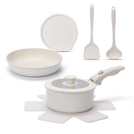 8 PCS Kitchen Cookware Set Pots and Pans Sets Non Stick, Induction Pan Set with Detachable Handle for RV Cookware,Oven Safe, PFOA Free