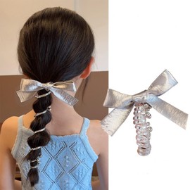 Bow Spiral Hair Bobbles Girls Bow Tie Spiral Hair Bobbles Phone Cable Scrunchies Phone Cable Hair Scrunchies Ponytail Holders for Girls and Women