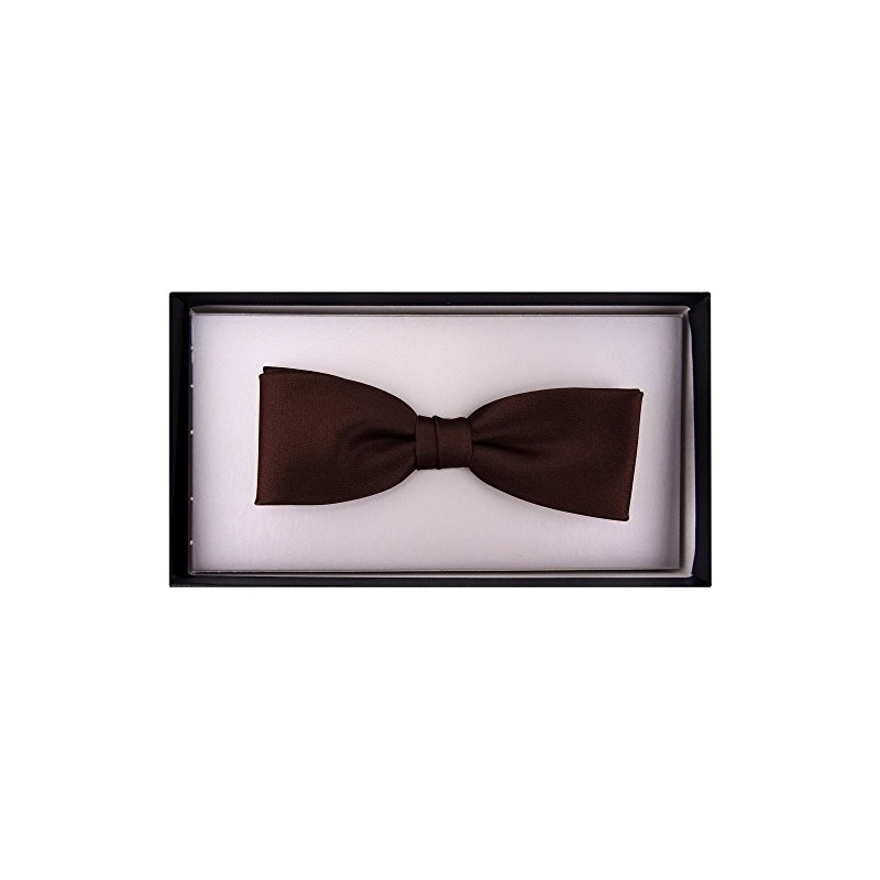 TigerTie Pre-Tied Slim Bow Tie Plain + Box, dark brown