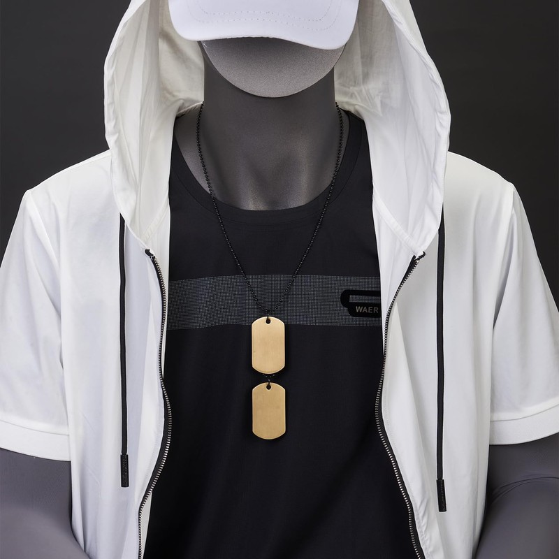 COOLSTEELANDBEYOND Classic Two Piece Men's Dog Tag Pendant and 69