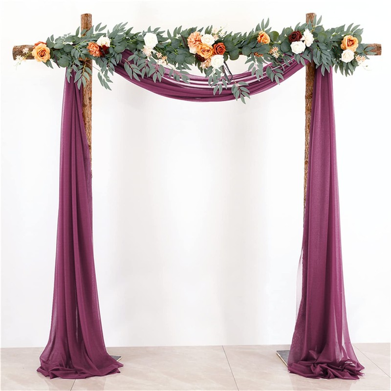 Wedding Arch Drapes Deep Pink Sheer Backdrop Curtains Rose Pink