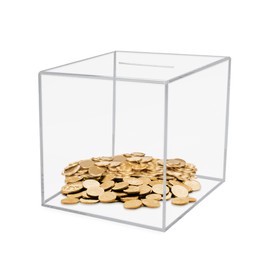 Money Box Not to Open, Acrylic Piggy Bank Transparent for Adults and Children, 15 x 15 x 15 cm