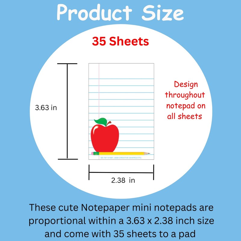 SHAPES ETC. 35 Sheets Notepaper Mini Notepad 3.63in - Cute