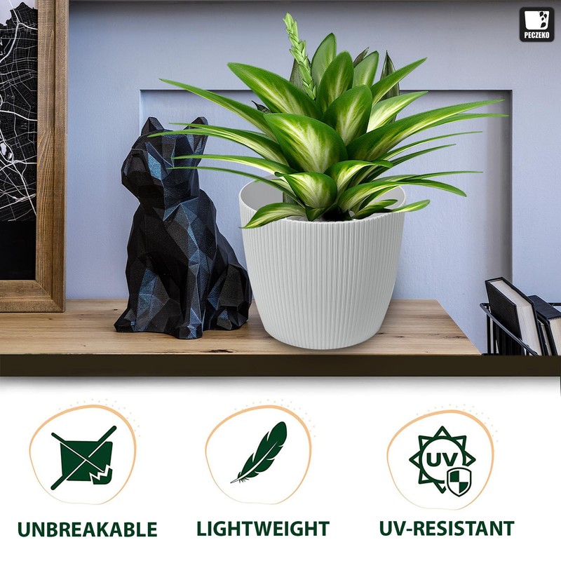 PECZEKO Matte Flower Pot, Plastic Planter, Decorative Pot for Large