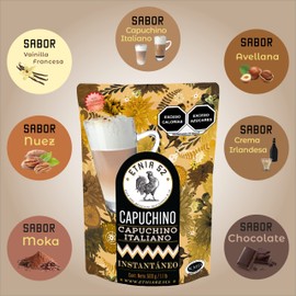 Etnia 52 | Café Capuchino Instantáneo | Sabor Avellana | Libre de gluten | Espumoso y Cremoso | 100% mexicano | 500 g
