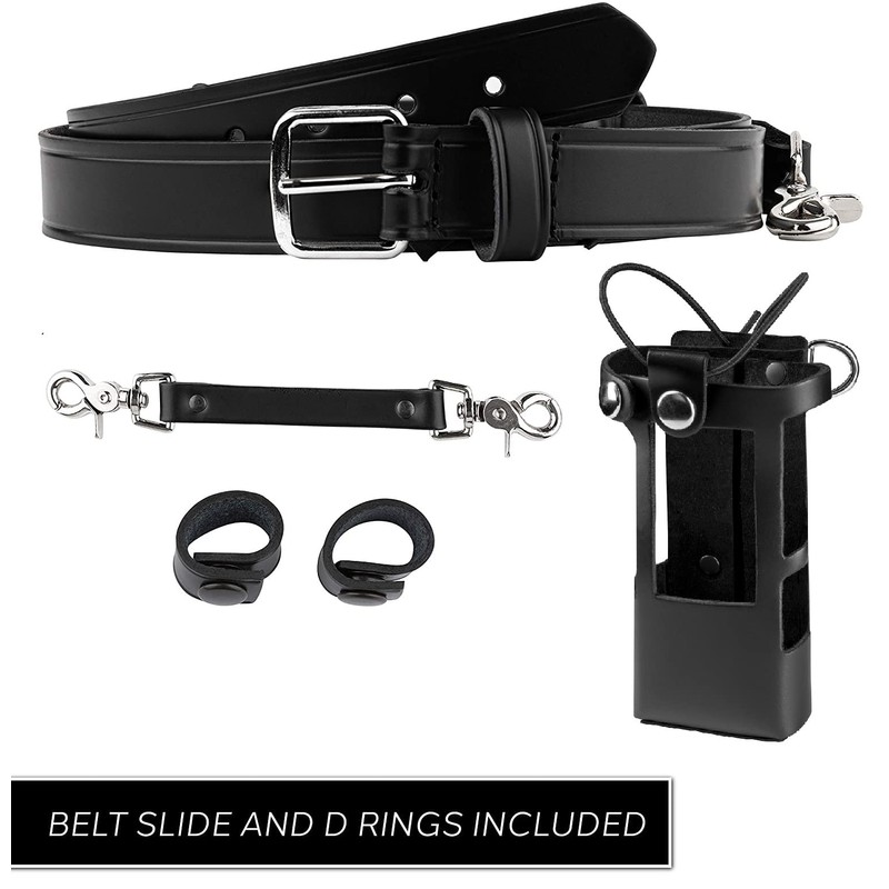 Perfect Fit firefighter radio strap and holder leather Bundle Set