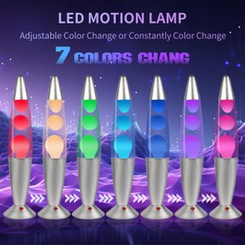 JOOYHOOM 16Inch LED Non-Buble Safe DC Powered Motion Lamp，LED Liquid Motion Lamp with 7 Color Changing Night Lights for Kids Adults, Home Decor, Magma Relaxing Lamp for Gift(Clear/Pink)