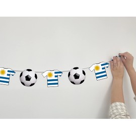 AK Giftshop Uruguay Football Bunting Party Decorations World Cup Flags - 12pcs / 2.5m Ribbon