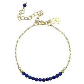 Lapis Lazuli Bracelet for Women, Certified 925 Sterling Silver with Plated 18K Gold Bracelets for Women - Crystals and Healing Stone Bracelet with Chain Women Jewelry for Gift (Faceted)