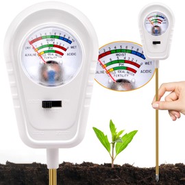 Aenncci Soil Test Kit 3-in-1, Soil Moisture Meter, Soil PH Meter, Fertility Soil Tester, Soil Tester for Garden, Lawn, Farm, Outdoor & Indoor Use (Pure White)