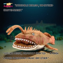 PuffPurrs American Monkfish Plush Toy - Lifelike Deep Sea Creature Soft Toy Educational and Fun Perfect for Collectors, Sea Life Lovers and Children