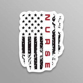 Nurse American Flag Vinyl Decal Sticker - Car Truck Van SUV Window Wall Cup Laptop - One 5.5 Inch Decal - MKS1882