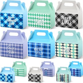 Motipuns 100 Pcs Father's Day Gift Boxes Small Candy Boxes Party Favors with Best Dad Ever Theme Paper Cookie Boxes with Handle Gable Boxes for Party Supplies Treats and Small Gifts, 6 Styles
