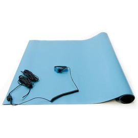 Bertech -ESD High Temperature Mat Kit, 18 Inches Wide x 30 Inches Long x 0.08 Inches Thick, Blue, Includes a Wrist Strap and Grounding Cord, RoHS and REACH Compliant (Assembled in USA) Product Name
