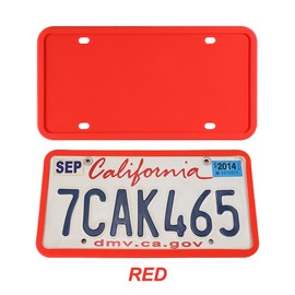 HZEL Car License Plate Frame, 2PCS Silicone Rustproof Front Back Tag Guard Bracket Holder, Rattle Proof & Weatherproof Automotive Protection Accessories, Universal for SUV, Truck, RV(Red)