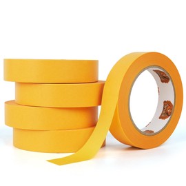 TAPEBEAR Delicate Surface Advanced Masking Tape 25mm x 50m, Orange Painters Tape Indoor Painting Decorating with No Paint Bleed, Sharp Lines, Damage-Free, Low Tack, 5Rolls
