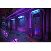 CHNYWORK 7x5ft Cyberpunk City Backdrop Futureistic Grunge Urban Neon Night